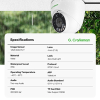 Caméra de sécurité dôme tourelle IP POE Gcraftsman 12MP GA-FFD-M12S(AG) avec audio bidirectionnel, carte SD, vision nocturne couleur, intérieur/extérieur