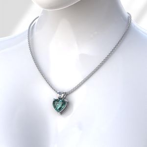 Elvora Gems Solitaire Pendant 1CT 4CT Heart Cyan Blue Moissanite Rhodium Plated 18K Gold IGI Certified Wedding Bunny Ear Bale - Product Image 5