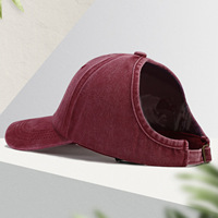 Gorra de béisbol de PVC desgastada de verano, de algodón lavado, con visera plana, orificio para cola de caballo, logotipo personalizado, protección solar, gorra de viaje bordada