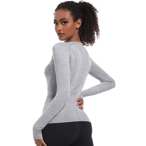 Nouveau <span class=keywords><strong>haut</strong></span> de yoga une pièce sans couture respirant pour femmes, en spandex/nylon, à séchage rapide, à <span class=keywords><strong>manches</strong></span> <span class=keywords><strong>longues</strong></span>, pour le <span class=keywords><strong>sport</strong></span>, la course à pied et la remise en forme - Product Image 4