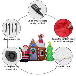 Decoración Navideña Inflable de 2.1 Metros, <span class=keywords><strong>Castillo</strong></span> de Papá Noel, <span class=keywords><strong>Hombre</strong></span> de Jengibre, Árbol de Navidad, Modelo Inflable para Exteriores, Adorno para Jardín - Product Image 5