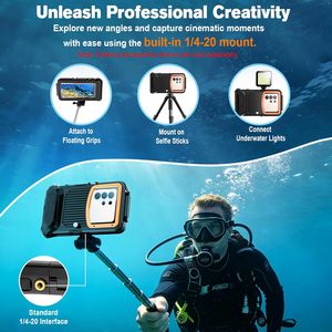 Funda Impermeable para Teléfono de 50 Pies de Profundidad, Funda Protectora Universal para Buceo y Snorkel, para Teléfonos Inteligentes de 5.4-6.9 Pulgadas, Negro Naranja - Product Image 6