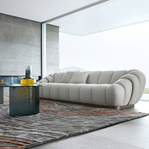 מערכת ספות מודולרית לסלון בצורת ר', קטיפה אמריקאית גדולה, בסגנון נורדי מודרני - Product Image 3