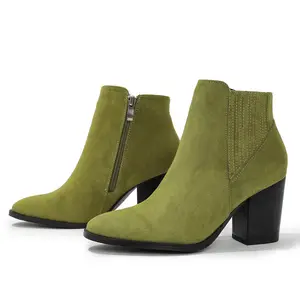 Winter Stiefeletten für Damen High Heel Mode Martens Stiefel dicken Absatz Reiß verschluss Damen Stiefel