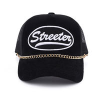 Casquette Trucker Unisexe Ajustable Hip Hop Y2K 5 Panneaux en Velours et Maille avec Logo Brodé Personnalisé et Chaîne – Performance et Mode