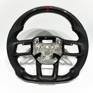 Vente directe d'usine, fibre de carbone noire, cuir perforé, volant sport adapté à la <span class=keywords><strong>Ford</strong></span> <span class=keywords><strong>Mustang</strong></span> <span class=keywords><strong>GT</strong></span> <span class=keywords><strong>2015</strong></span> 2016 2017 - Product Image 1