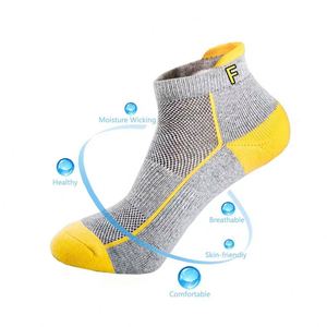 Chaussettes de sport basses pour hommes en coton respirant avec amorti et ventilation pour la course à pied - Product Image 5