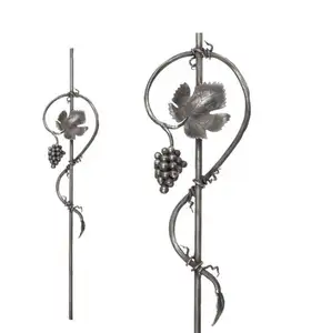 Componentes decorativos martillado balaustre de acero forjado hojas de uvas para puerta valla barandilla Balustre