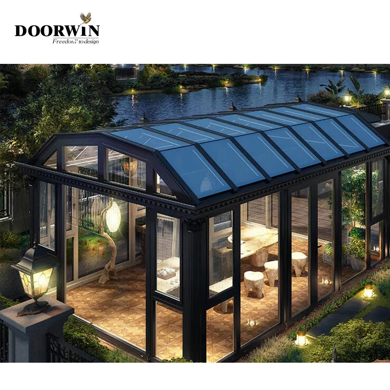 Factory Luxury Modern prefabricated custom winter garden aluminum prefab glass house sunrooms