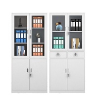 Armoire de classement multi-portes verrouillable en acier avec tiroirs - Design moderne pour usage commercial
