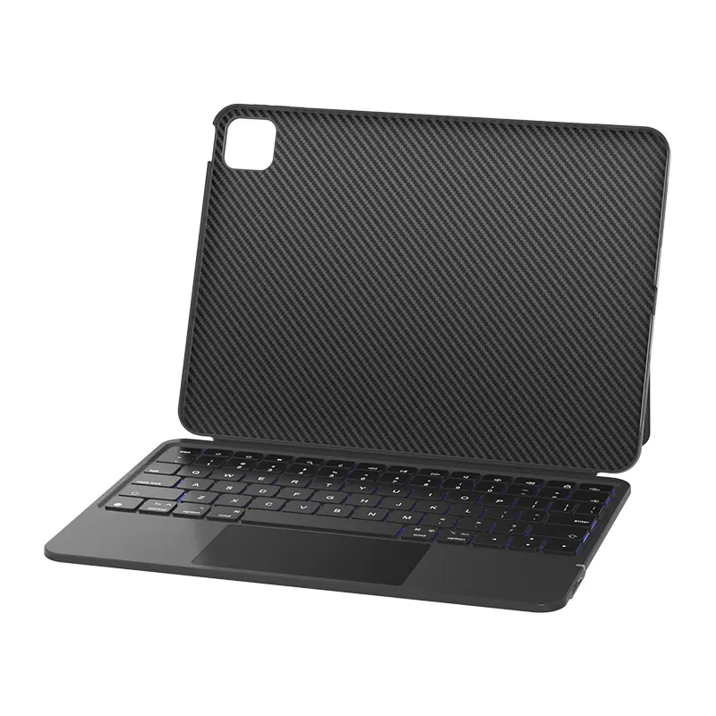 Casing Keyboard kulit Bluetooth nirkabel, dengan 7 warna Backlit Trackpad untuk Ipad Air 4 5 Pro 20 18 21 22 10.9 11 12.9 inci