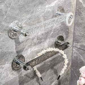 Yimijia Bathroom Towel Rack 2 Bars Self Adhesive Wall Mounted 50Cm Multi Purpose Storage Shelf For Towels And Accessories - Product Image 3