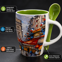 Série de saisons colorées Design classique 340ml Tasses de camping Souvenirs en boîte attrayants avec cuillères pour la fête