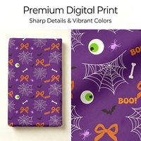 Tela de Felpa Francesa de Algodón con Estampado de Telaraña Morada para Halloween, Sin Pedido Mínimo, Tejido Grueso de Punto para Sudaderas Infantiles, Impresión Digital Personalizada