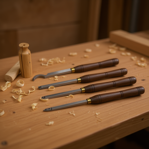 Ybs 4-Piece Wood <b>Chisel</b> Set 240Mm Carbide Tip Walnut Handle Carving Tool For Woodworking DIY With Textured Grip - Product Image 2