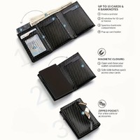 Dompet Kulit Asli Lipat Otomatis dengan Logo Kustom, Dompet Tipis Portefeuille Homme, Tempat Kartu