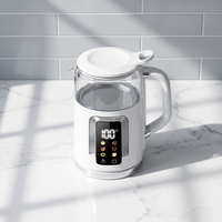 Bouilloire électrique en verre 1,5 L avec écran tactile couleur, contrôle de la température et maintien au chaud pendant 2 heures