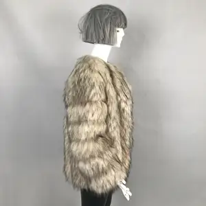 Custom FAUX FUR JACKET FAUX RACCOON Fur Coat Women Winter Long Sleeve Natural Luxury Jackets Thick Top