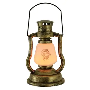 精致的LED悬挂式灯电池操作青铜圣诞老人图案便携式油灯用于法庭照明装饰