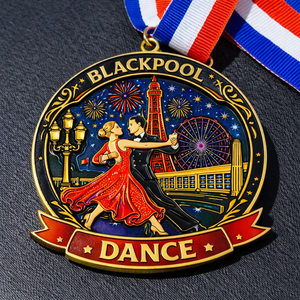 Medalla de Baile de Blackpool Personalizada al por Mayor del Fabricante, de Esmalte Suave y Duro Vintage con Cinta - Product Image 1