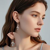 Boucles d'oreilles en argent sterling 925 Turquoise Music Note Drop Bijoux élégants en opale pour femmes pour les mariages et les fêtes