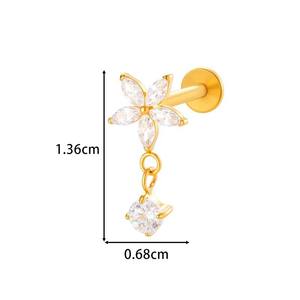 Bán buôn trang sức titan tùy chỉnh, khuyên tai titan G23 gắn đá CZ, khuyên tai vành tai, khuyên tai sụn, khuyên tai labret mặt phẳng - Product Image 3