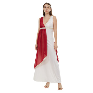 Costume de déesse grecque pour femmes adultes, robe de fête d'Halloween en Polyester rouge, tenue de jeu de rôle - Product Image 3