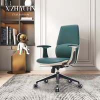 Fauteuil de direction confortable pour la maison, fauteuil de bureau inclinable avec cuir véritable, design moderne avec élévation pour une longue séance assise