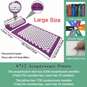 Cojín de masaje de acupuntura largo para cuello, espalda y pie, masajeador para aliviar el dolor, Yoga, acupresión, juego de almohada, 73x42cm - Product Image 3