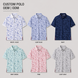 Polo de Golf Azul con Diseño Floral para Hombre, Personalizado, Premium, de Alto Rendimiento, Absorbente de Humedad, Marca Privada, Ropa de Resort, OEM - Product Image 2