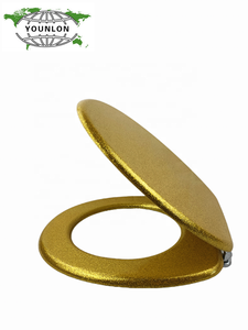 Siège de toilette en bois à fermeture lente, doré scintillant, de qualité supérieure et très tendance - Product Image 4