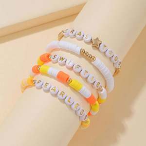 Custom Stretch <b>Beaded</b> <b>Bracelets</b> with Colorful Letter Charms - Personalized Multi-Layer <b>Bracelets</b> for Promotional Gifts - Product Image 6