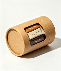 Kraft Paper Tube Packaging with <b>Window</b> for Coffee Beverage Recyclable Custom Design Gold <b>Foil</b> Hot Stamping - Product Image 3