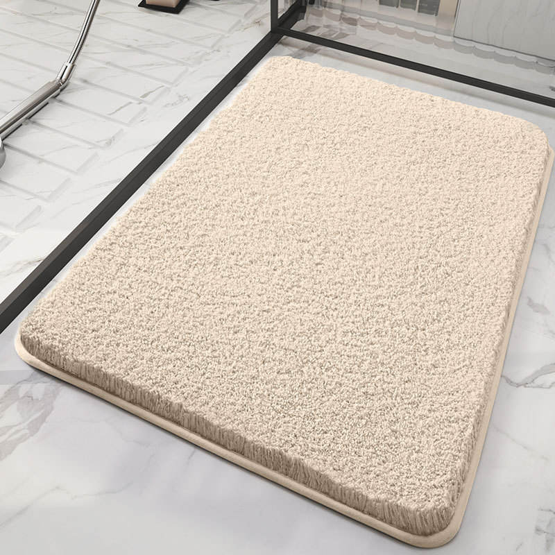 Tapis de bain en coton à poils longs - beige minimaliste
