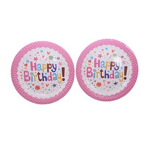 Platos de Papel Desechables Biodegradables y Ecológicos con Diseño de Dibujos Animados en Cartón Blanco Modelo 001 de Santong para Fiestas de Cumpleaños y Reuniones - Product Image 1