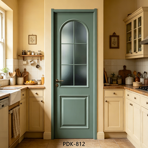 Porta Interna Moderna in Vetro Arcuato, Porta in Legno con Vetro Scanalato, Porta Interna Premium in MDF Verniciato per Sala da Pranzo e Ingresso <span class=keywords><strong>Cucina</strong></span> - Product Image 2