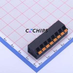 KFM736L-5.0-8P Spring Terminal Block Through hole Component (THT),P=5mm Connector 1x8P 5mm Black 8P - Product Image 1