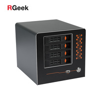 Boîtier de serveur de stockage RGeek NAS04A, fabrication OEM personnalisée, mini ITX, micro ATX, châssis de serveur, 4 baies 3,5 pouces, boîtier NAS 4 baies