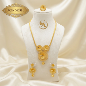 Luxury African Spiral Pendant Necklace Set Gold Plated Statement Jewelry for Nigerian Wedding <b>Bridal</b> - Product Image 1