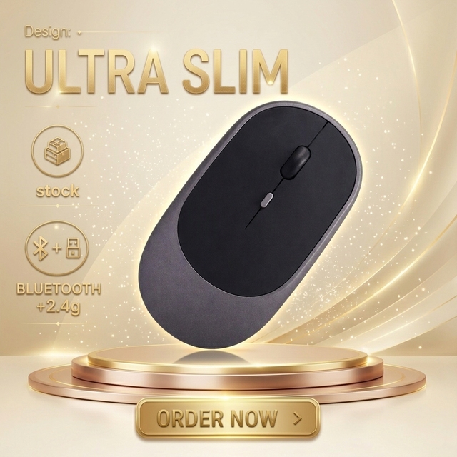 Office Travel OEM Wireless Mouse Mini Portable Slim Rechargeable Silent Bluetooth 2.4G Optical Mouse for Laptop