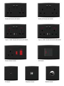 현대 4-Way PC LED 데이터 소켓 벽 86*86mm 스타일 플레이트 안전 내구성 터치 패널 220V 위성 TV 네트워크 콘센트 재고 - Product Image 5