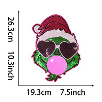 Grandes écussons thermocollants en chenille pailletée Grinch de Noël, broderies et appliques pour vêtements et sweats à capuche, motif arbre de Noël et thème festif