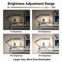 Lampe de bureau LED à intensité tactile réglable, ajustement des couleurs, design pliable anti-éblouissement, construction en métal AC, CRI 95 élevé pour bureau et étudiants