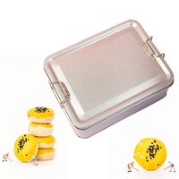 Boîte à lunch en beignet rectangulaire avec logo personnalisé imprimé en fer blanc de qualité alimentaire pour camping en plein air étui en étain portable pour macaron