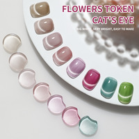 FLOWERS TOKEN Huile Gel UV 9 Couleurs Nouveau Printemps/Été, Vernis Œil de Chat 9 Couleurs Tendance Salon Personnalisé