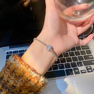 Fashion Trendy Geometric Brass Charm <b>Bracelet</b> <b>Bangles</b> Shining Zircon <b>Silver</b> Plated Luxury Women's Adjustable Valentine's Day - Product Image 2