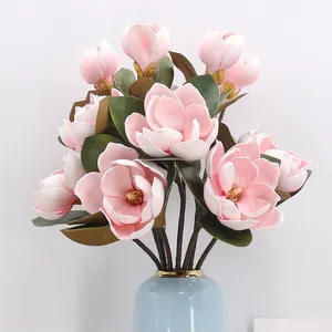 חתונת בית תפאורה 3D הדפסת משי פרח מגנוליה DIY קצף פרחוני מגנוליה פרחים מלאכותי