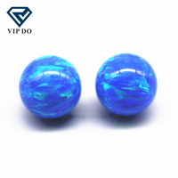 Perles d'opale synthétique multicolores de 2mm-12mm, 92 boules d'opale de feu bleue en forme de sphère ronde OP #05, pierres précieuses en vrac avec trou plein/demi
