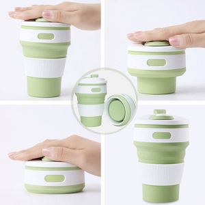 Collapsible 350ml Silicone <b>Reusable</b> Travel <b>Mug</b> Leak-Proof Lid BPA Free Portable Compressible Coffee Tumbler Custom Logo - Product Image 3