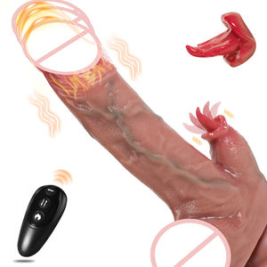 Dildo Realistis Bergetar 8,66 Inci Warna Cokelat dengan Mode Menjilat untuk Stimulasi Titik G Wanita, Stimulasi Ganda, Mainan Seks Dildo Zabawki - Product Image 1